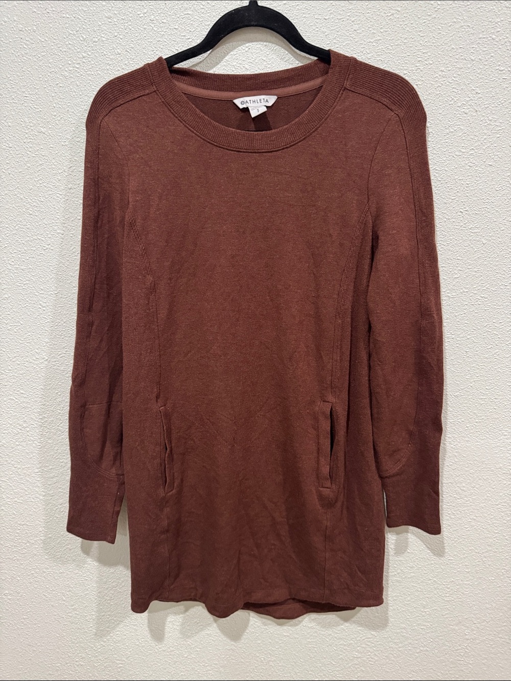 Athleta Women's Long Sleeve Crewneck Tunic - Rust Brown